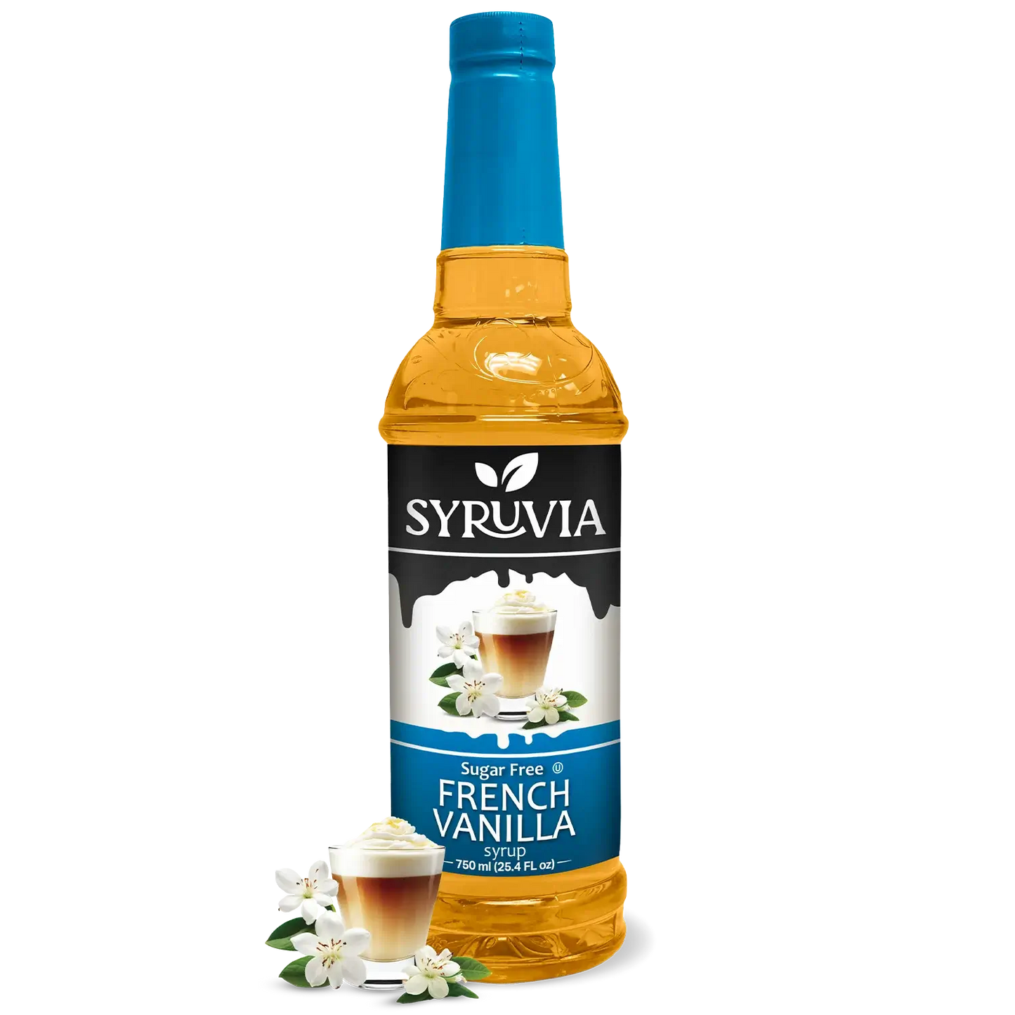 Syruvia Sugar Free French Vanilla Syrup Bottle 750ml For Coffee Drinks And Lattes
