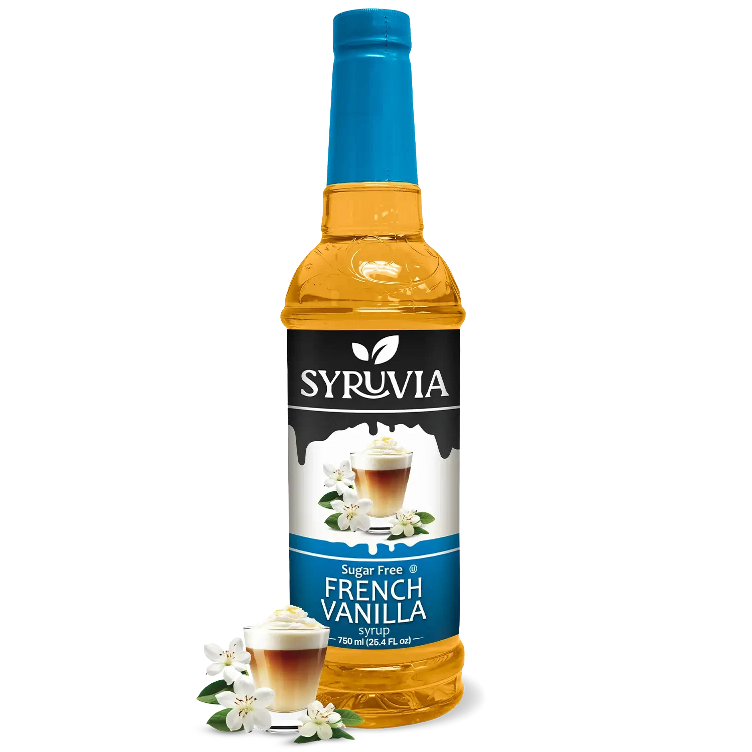 Syruvia Sugar Free French Vanilla Syrup Bottle 750ml For Coffee Drinks And Lattes