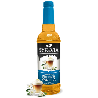 Syruvia Sugar Free French Vanilla Syrup Bottle 750ml For Coffee Drinks And Lattes