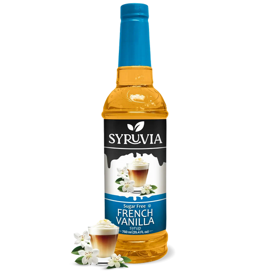 Syruvia Sugar Free French Vanilla Syrup Bottle 750ml For Coffee Drinks And Lattes