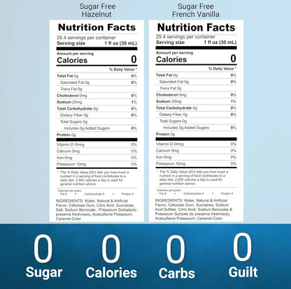 Syruvia Sugar Free Hazelnut French Vanilla Syrup nutrition facts 