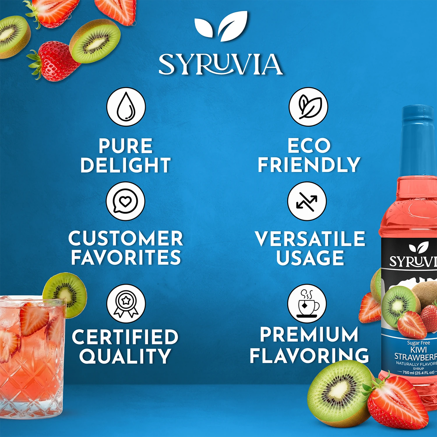 Sugar Free Kiwi Strawberry Syrup Premium Flavoring