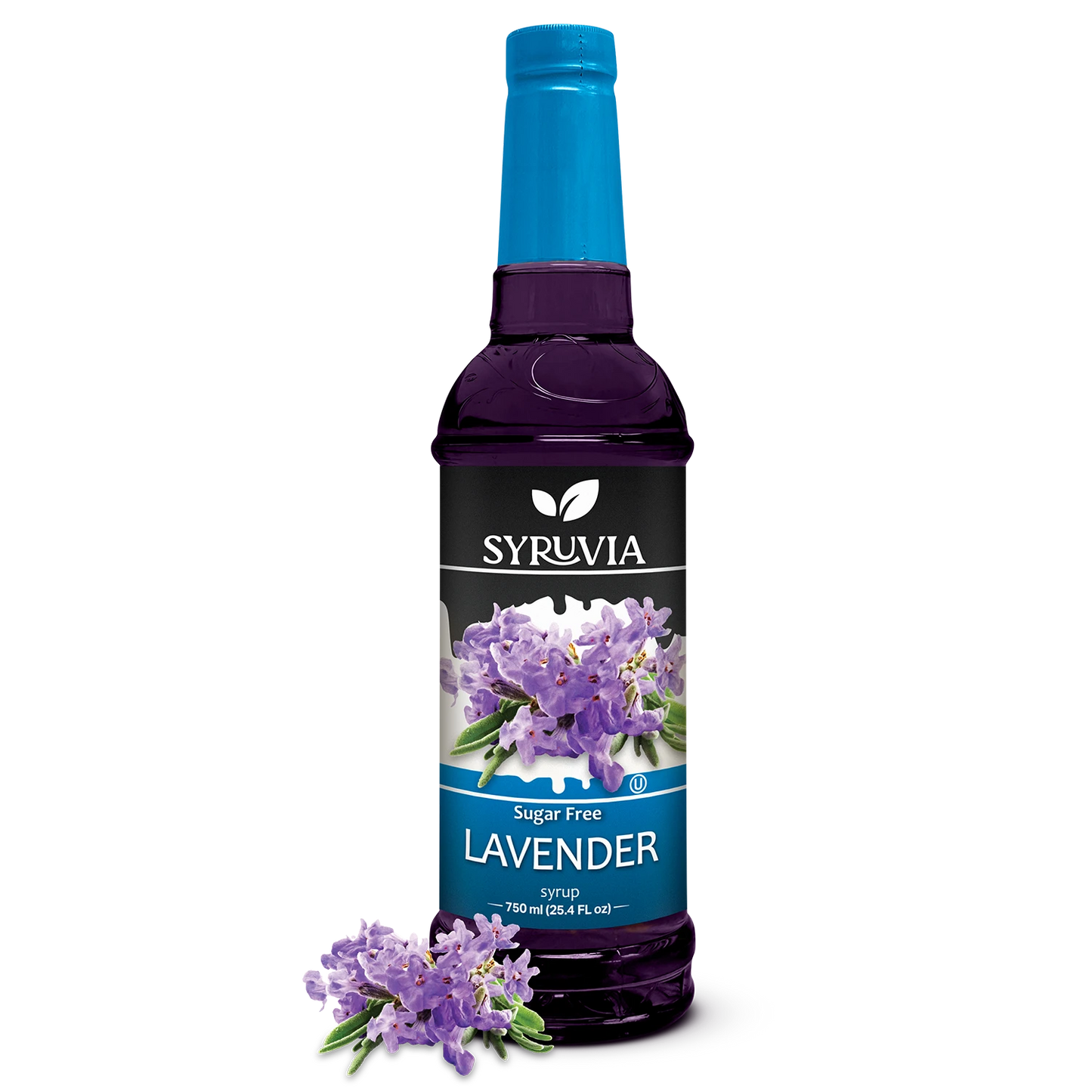Syruvia Sugar Free Lavender Syrup Bottle 750ml With Fresh Lavender Flowers