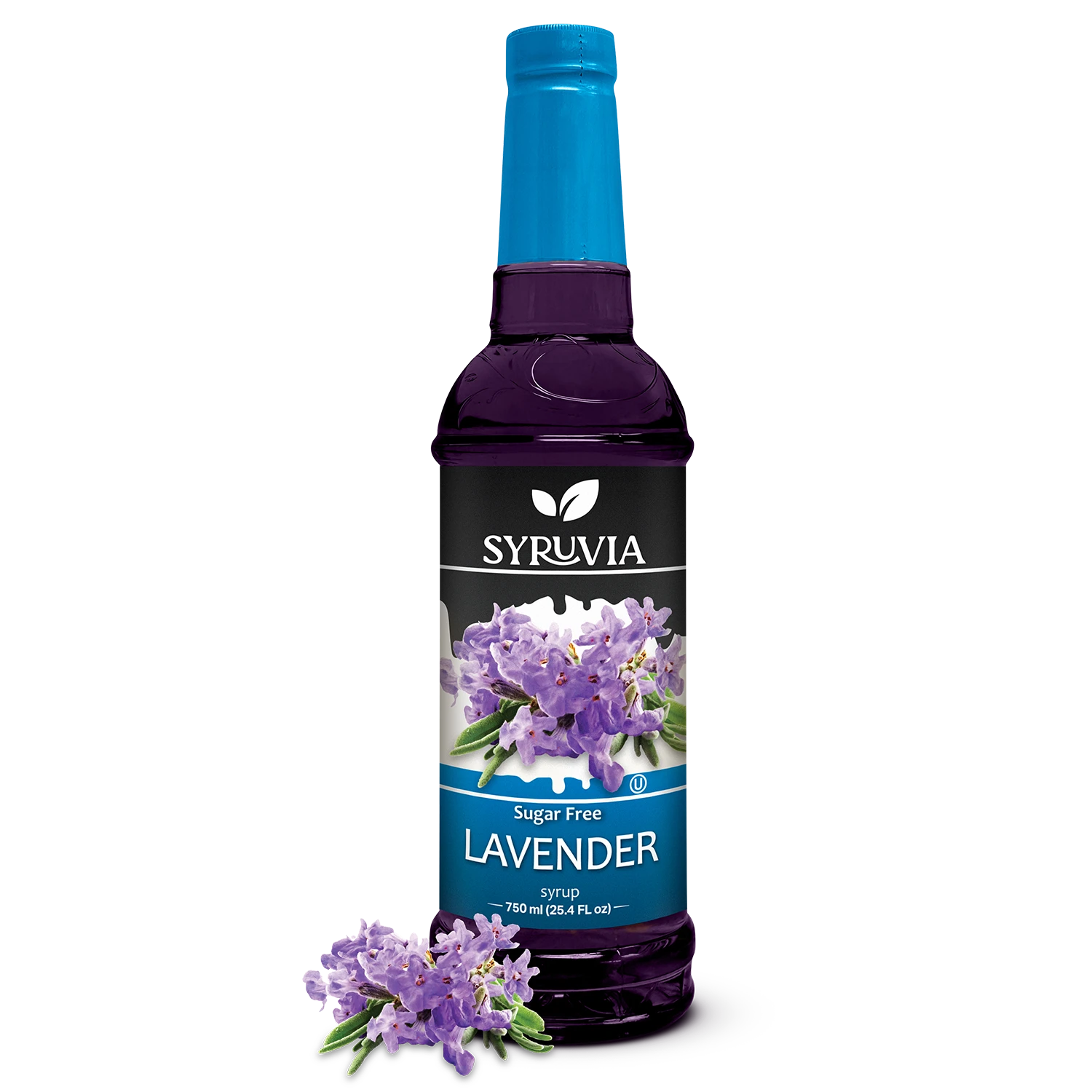 Syruvia Sugar Free Lavender Syrup Bottle 750ml With Fresh Lavender Flowers