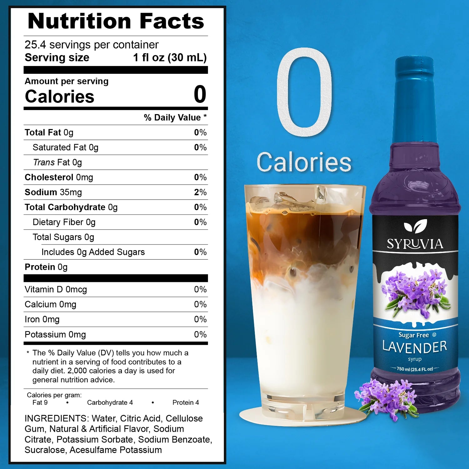 Sugar Free Lavender Coffee Syrup Nutrition Facts Zero Sugar Zero Calories