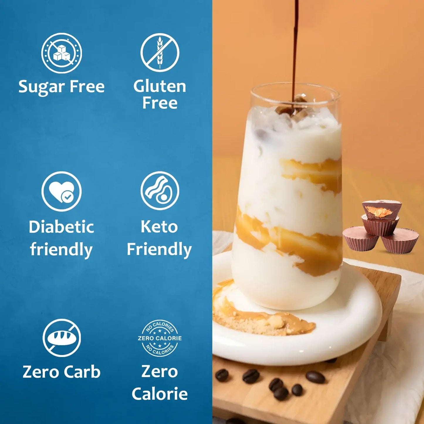 Syruvia Sugar Free Peanut Butter Cup Syrup Sugar Free Gluten Free Diabetic Friendly Keto Friendly Zero Carb Zero Calorie