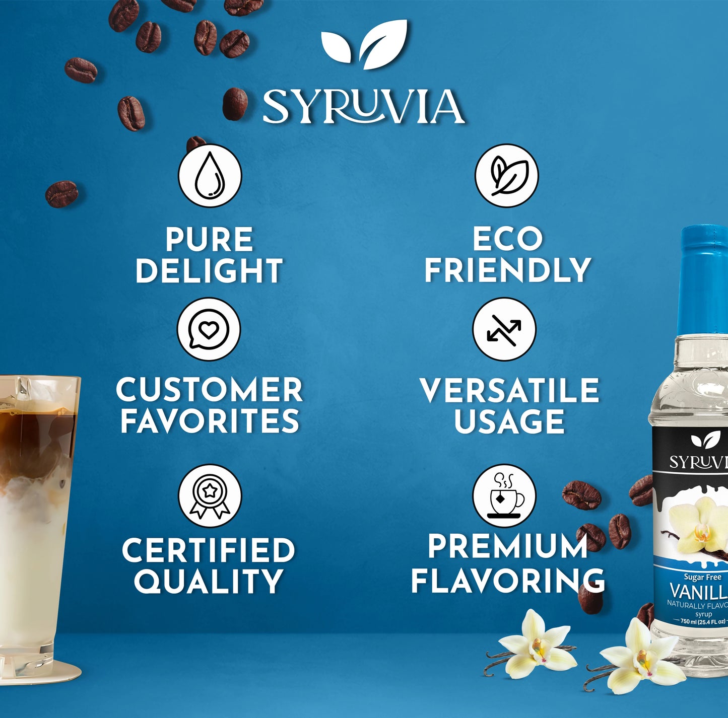 Sugar Free Vanilla Coffee Syrup Premium Flavoring