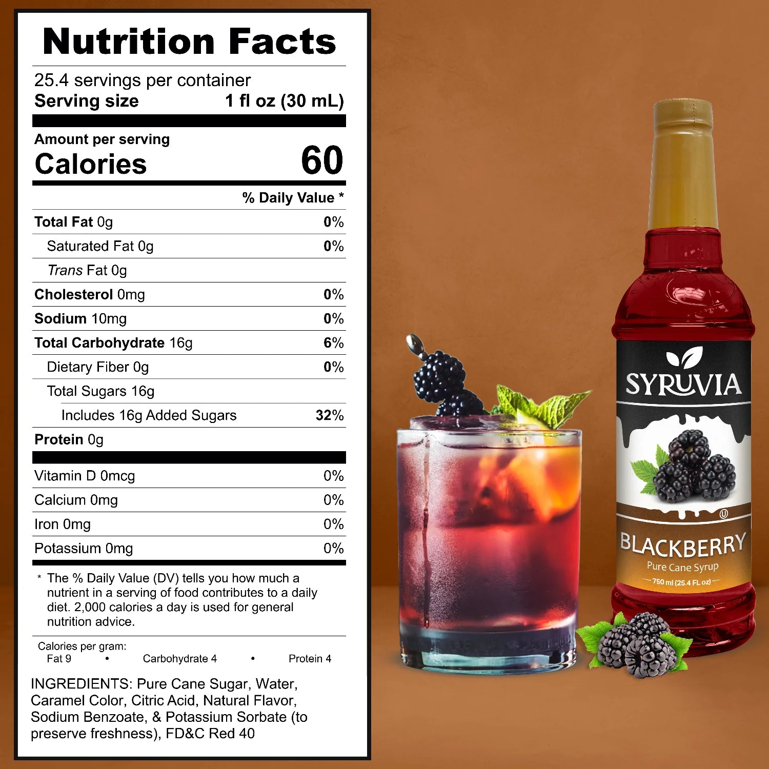 Suruvia blackberry syrup nutrition facts 