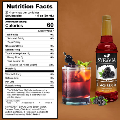 Suruvia blackberry syrup nutrition facts 