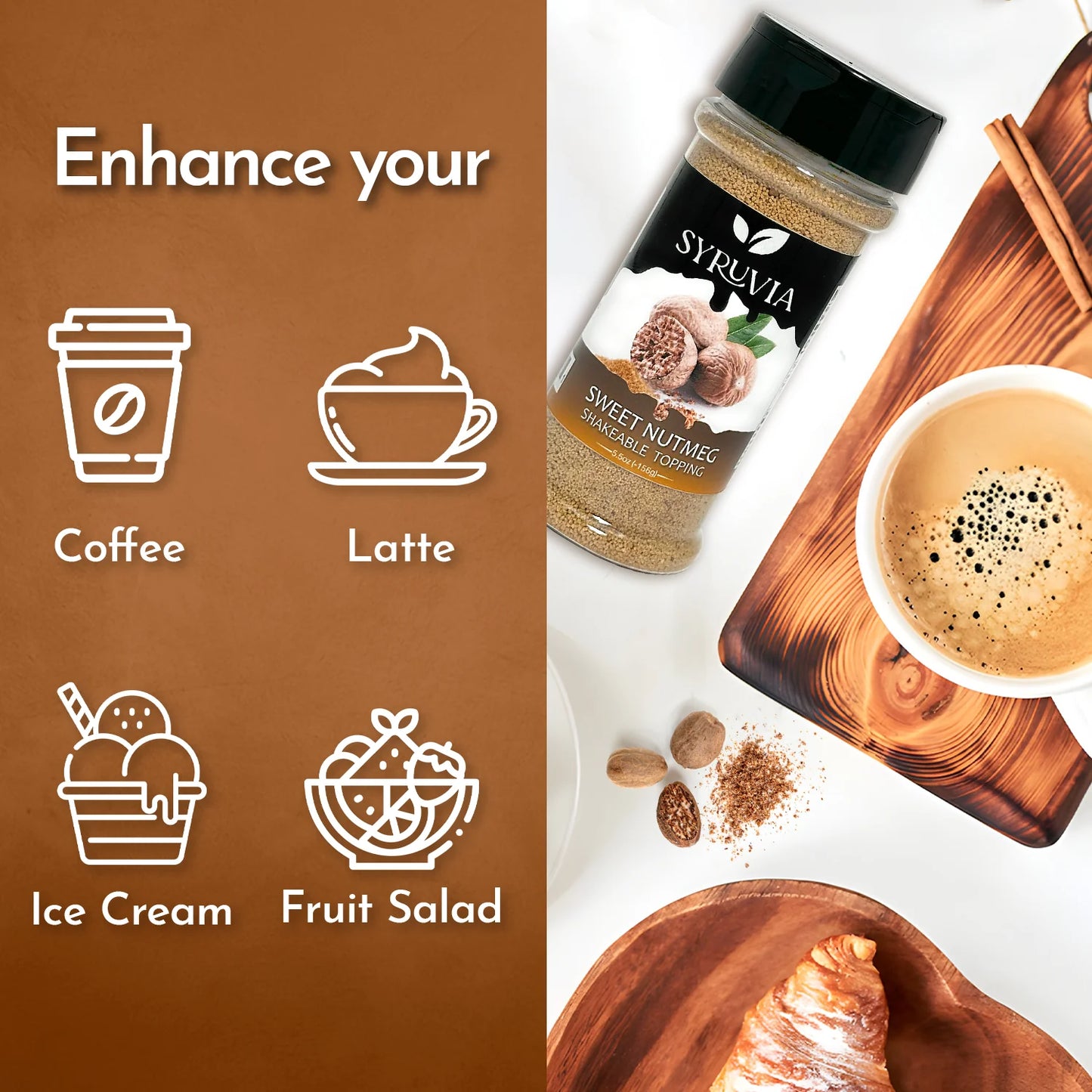 Sweet Nutmeg latte toppings