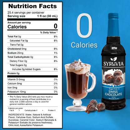 Syruvia 0-Sugar Swiss Chocolate Syrup Nutrition Facts 