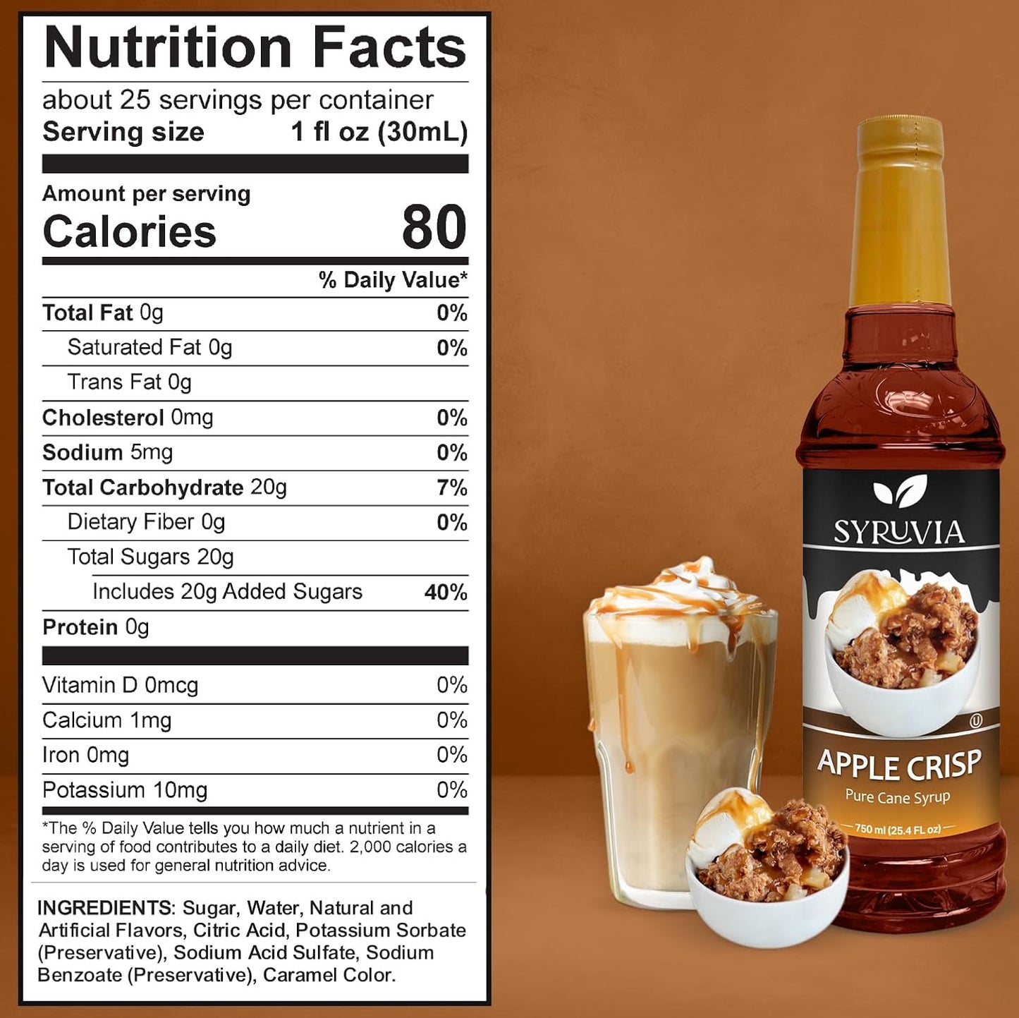 Syruvia Apple Crisp Syrup Nutrition Fact