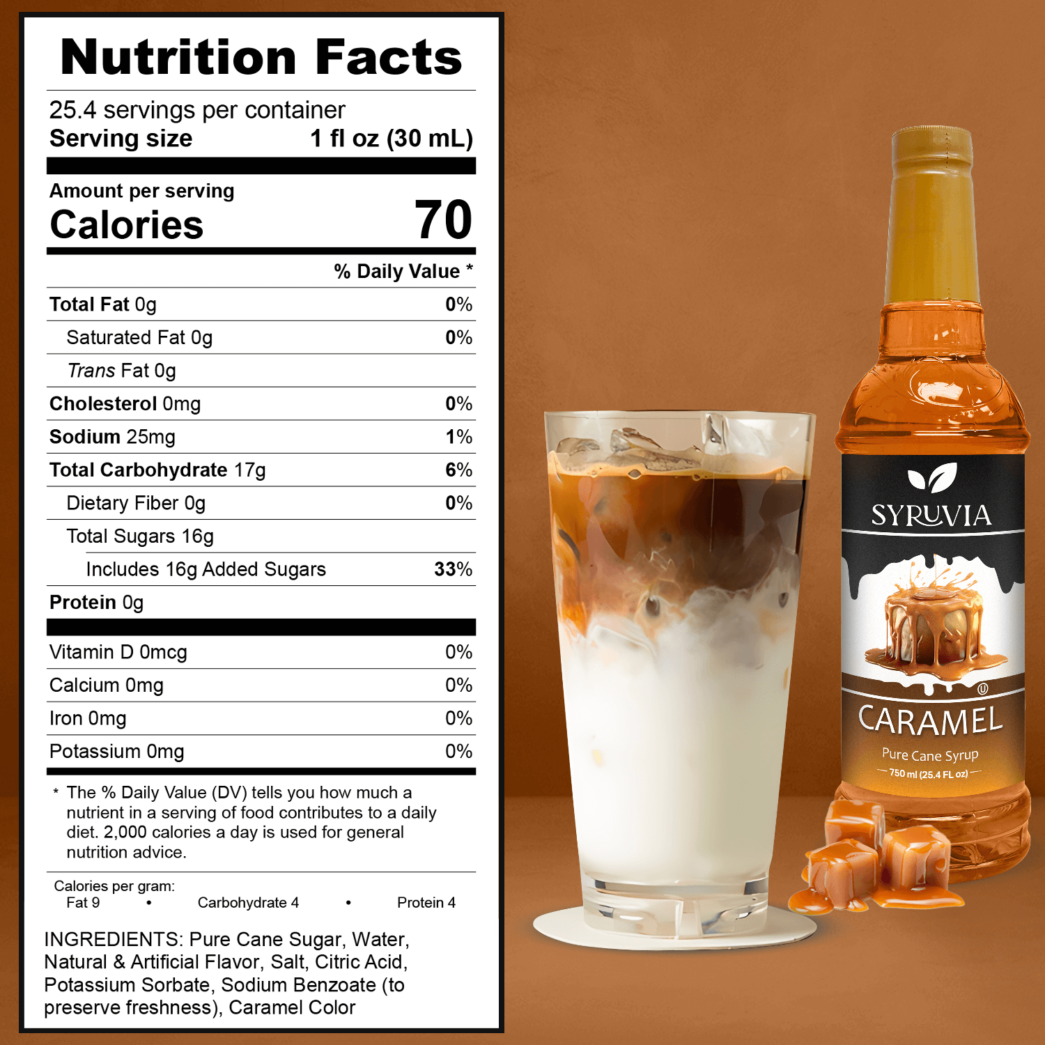 Syruvia Caramel Syrup Nutrition Fact