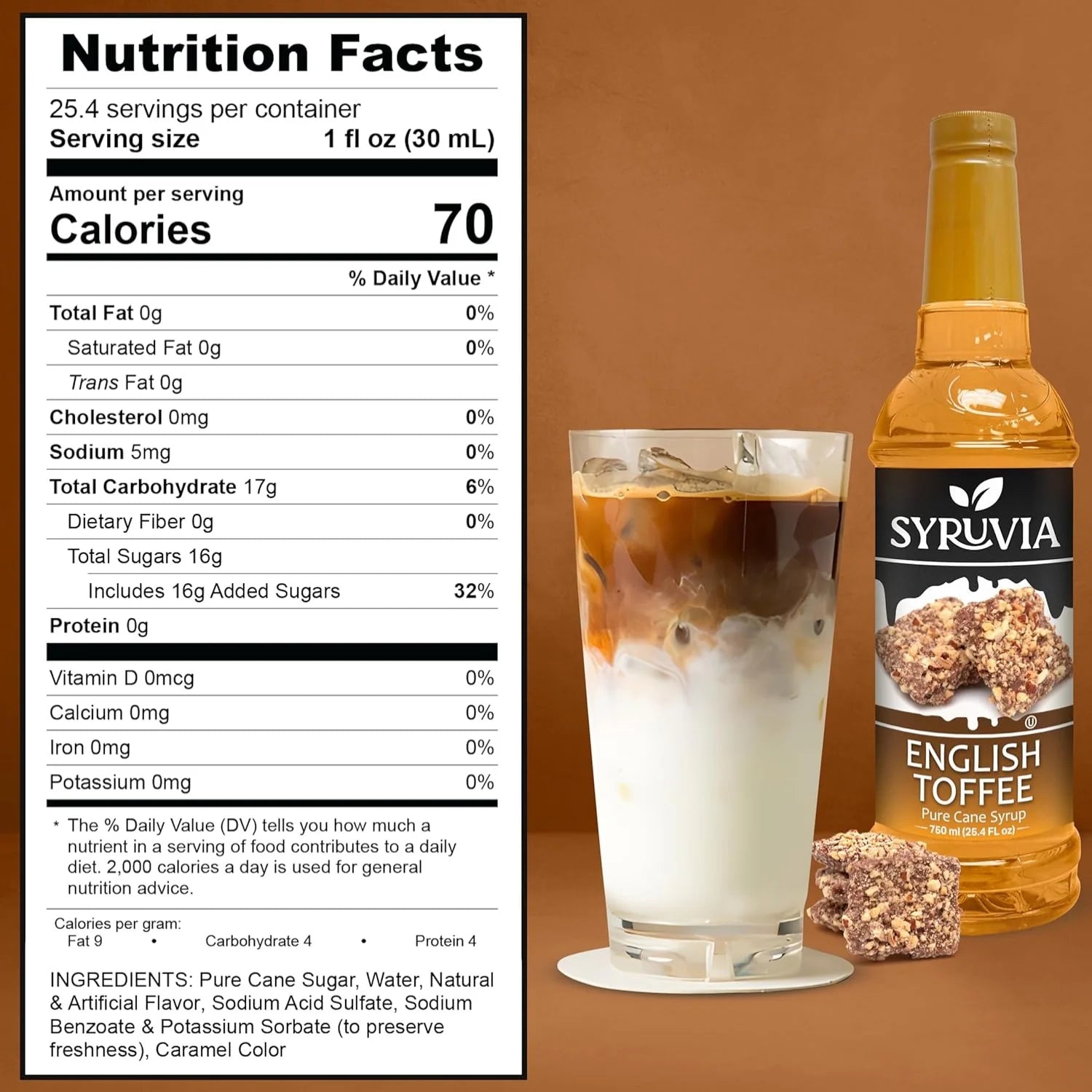 Syruvia English toffee syrup nutrition facts 