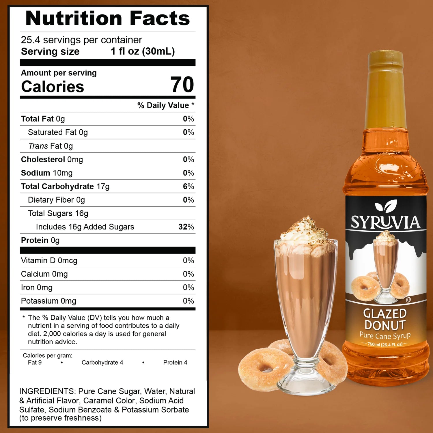 Syruvia Glazed Donut Syrup Nutrition Facts 