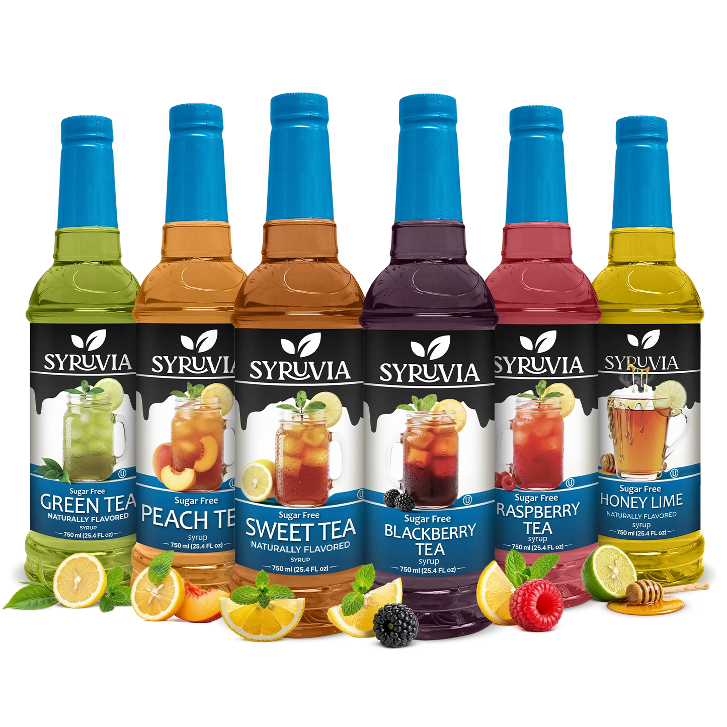 Syruvia Green Tea, Peach Tea, Sweet Tea, Blackberry Tea, Raspberry Tea, Honey Tea
