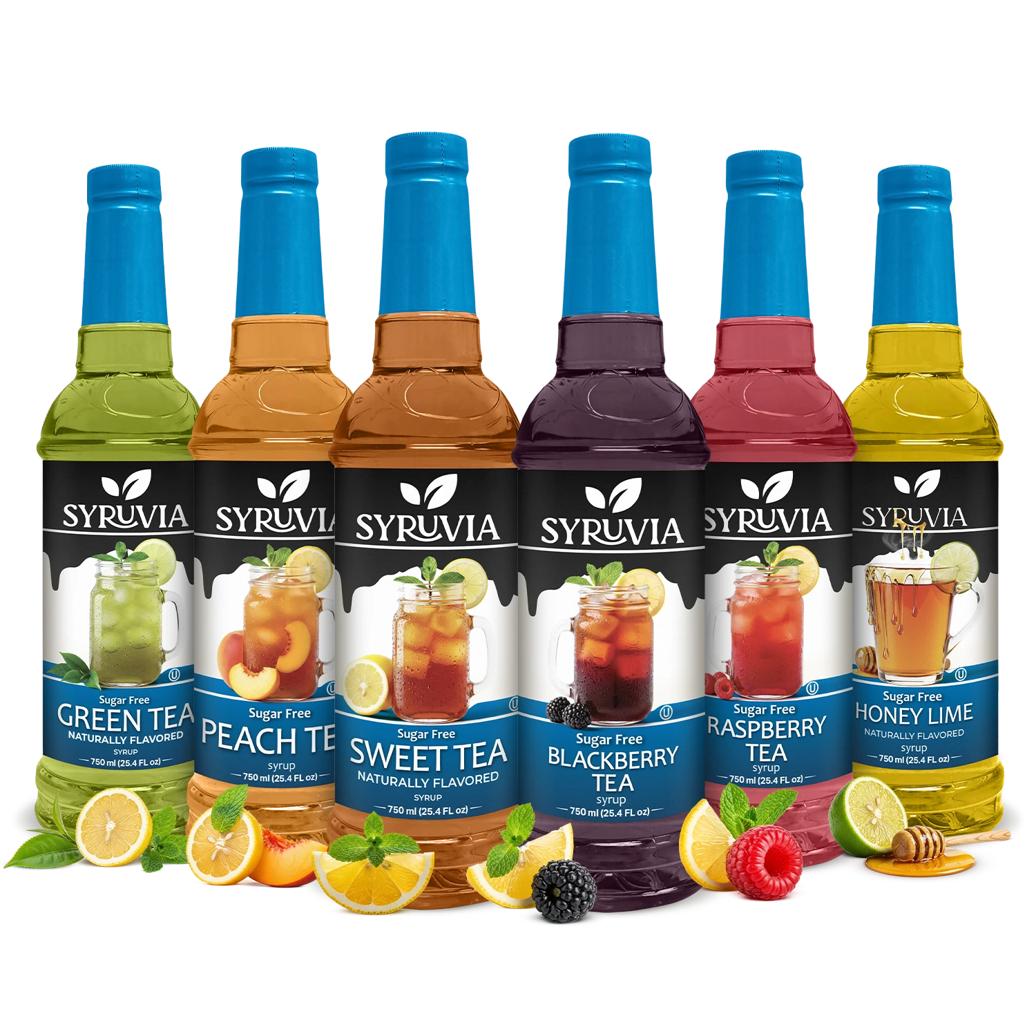 Syruvia Green Tea, Peach Tea, Sweet Tea, Blackberry Tea, Raspberry Tea, Honey Tea