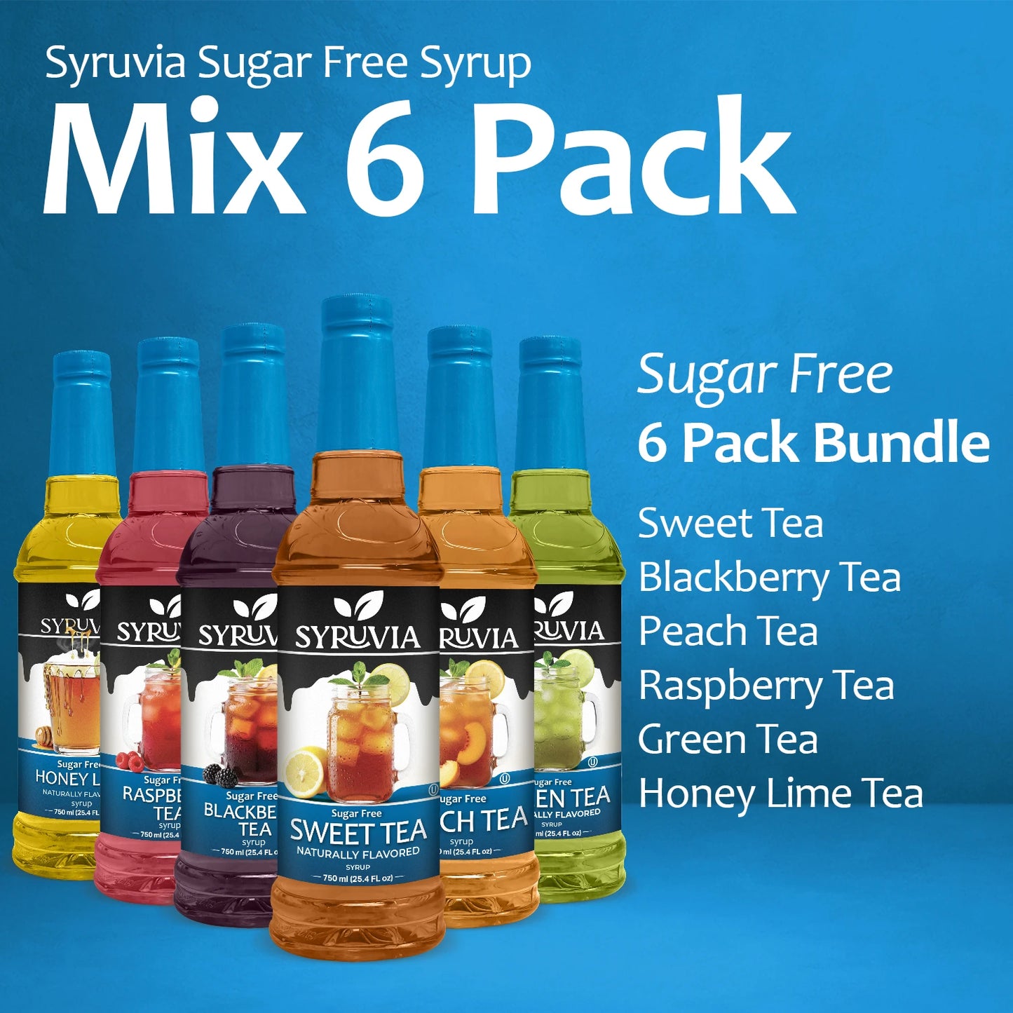 Syruvia Green Tea, Peach Tea, Sweet Tea, Blackberry Tea, Raspberry Tea, Honey Tea Mix