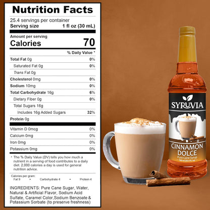 Syruvia Nutrition Facts Cinnamon Dolce Coffee Syrup