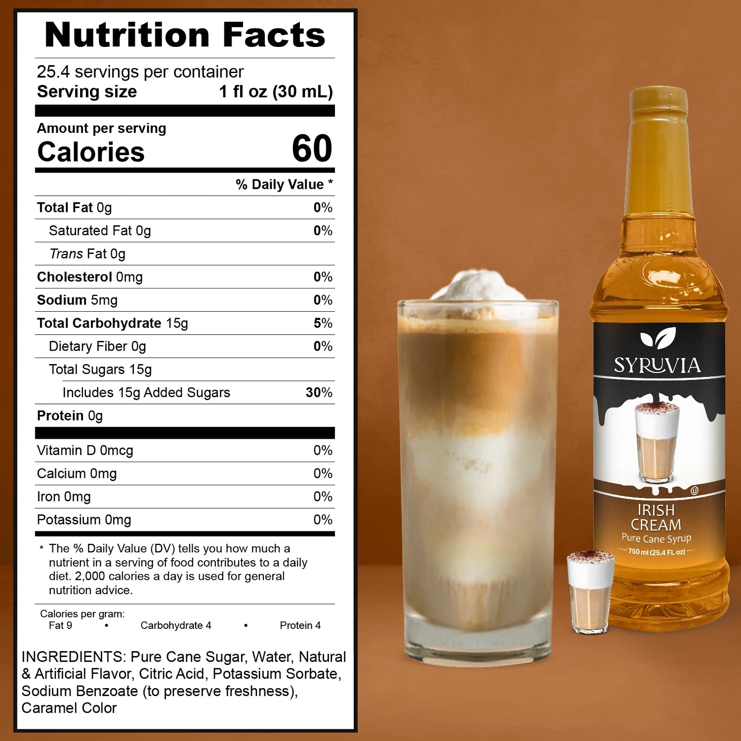 Syruvia Nutrition Facts Irish Cream Coffee Syrup