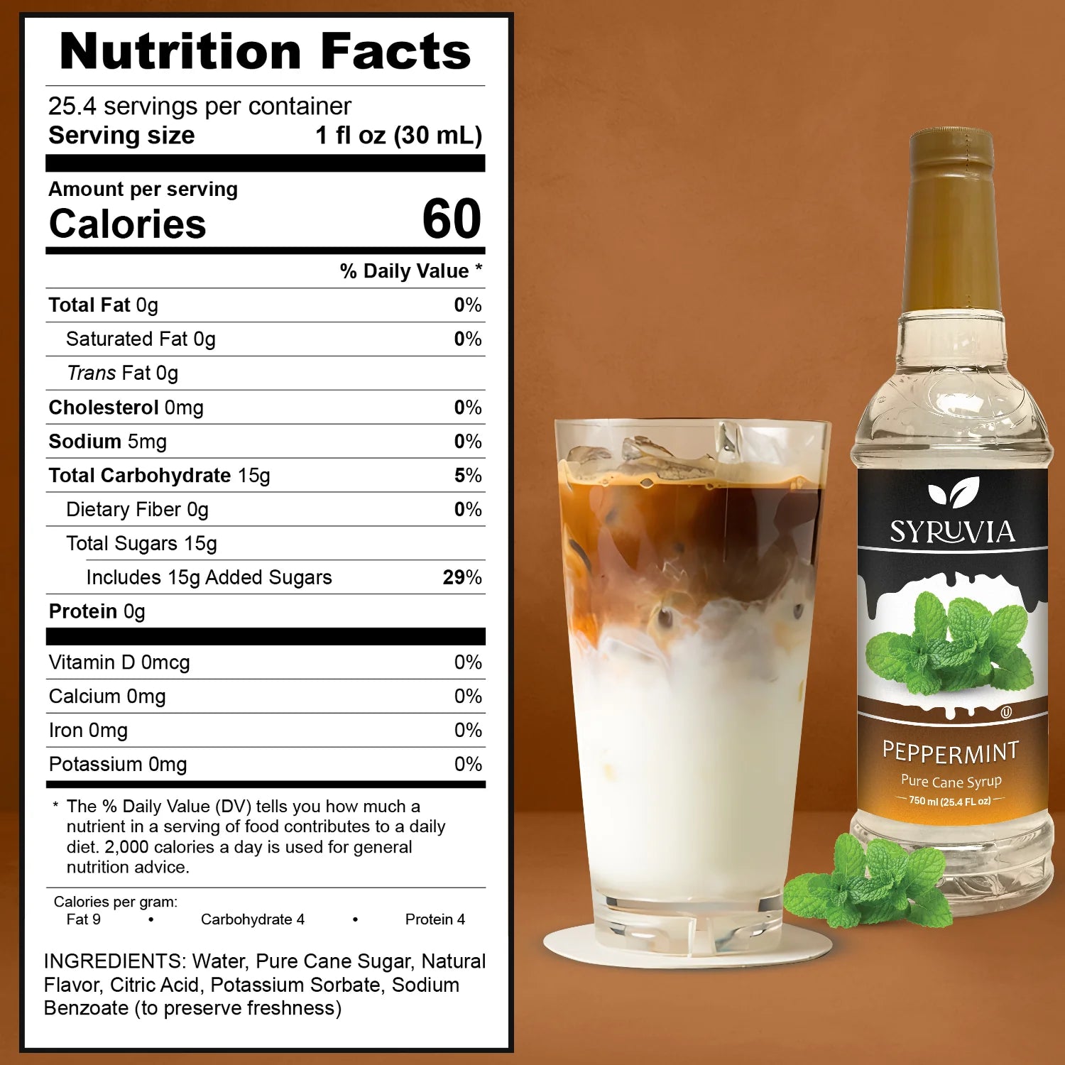 Syruvia Nutrition Facts Peppermint Coffee Syrup