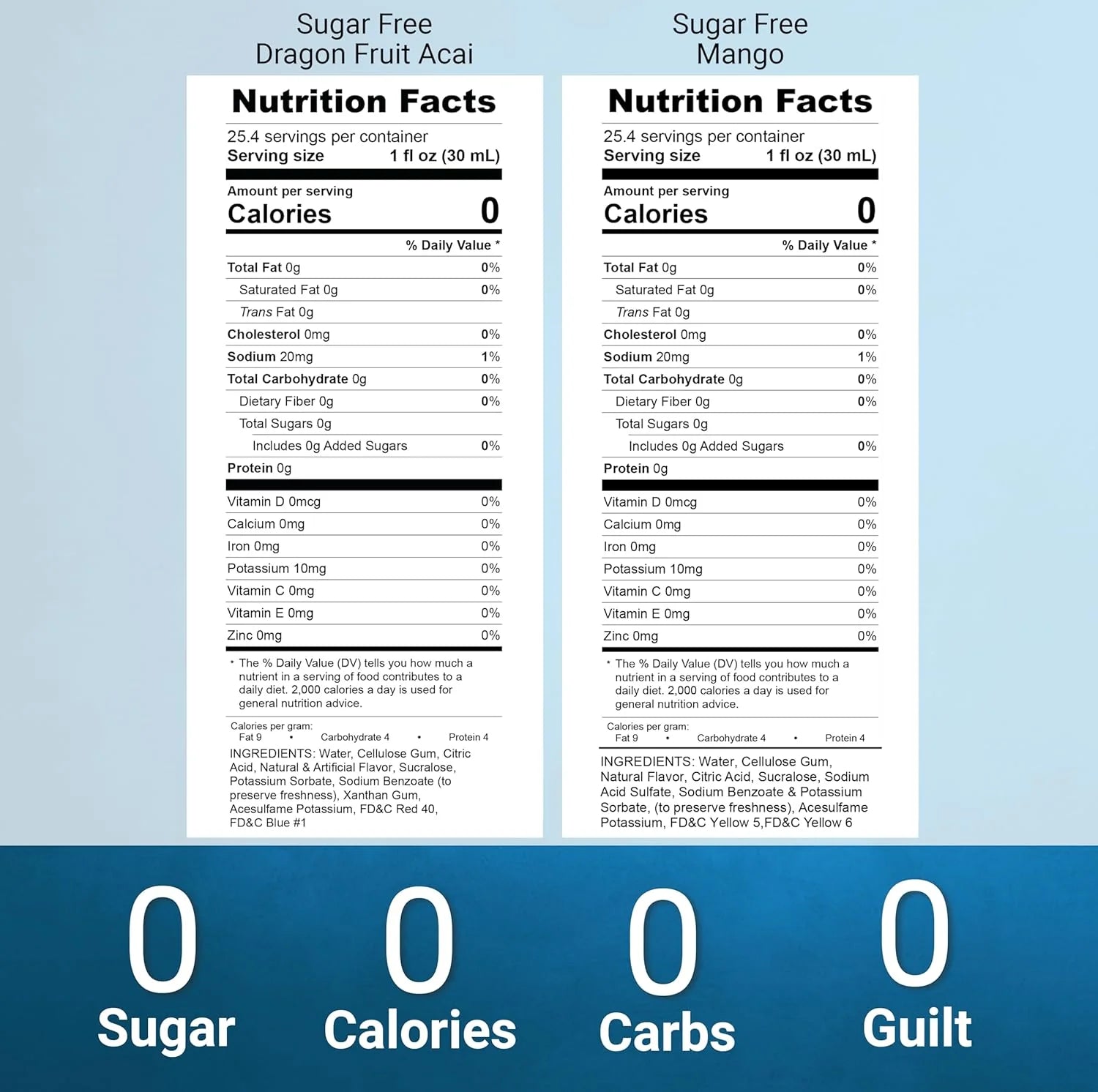 Syruvia Nutrition Facts SF dragon fruit Mango 