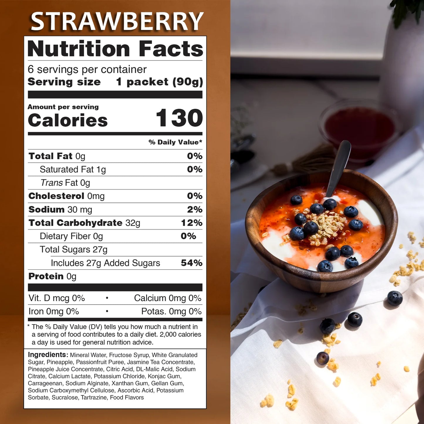 Syruvia Strawberry fruit drink mix nutrition facts 