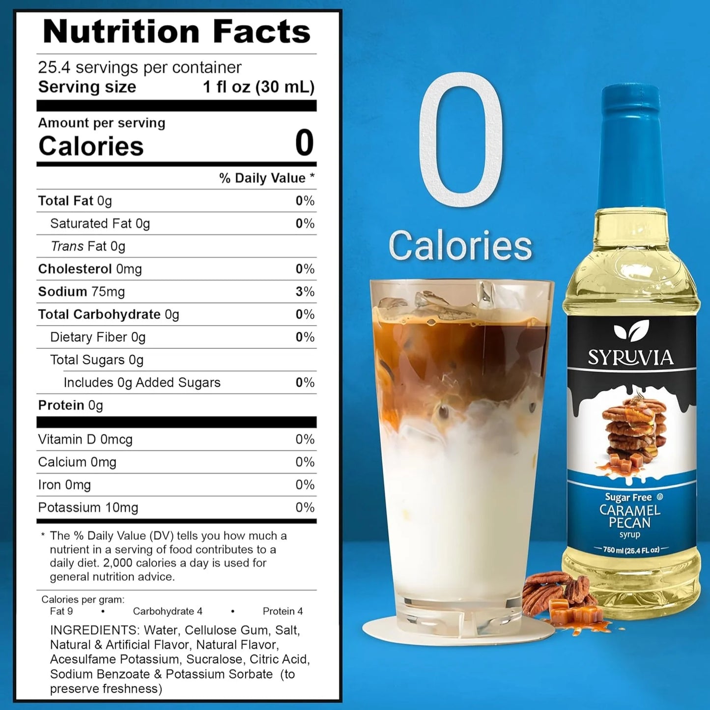  Syruvia Sugar  free caramel pecan syrup  nutrition facts 