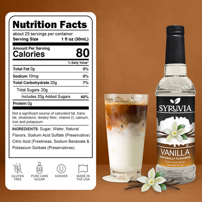 Syruvia Syrup Bottle With Refreshing Iced Drink And Flavor Garnish