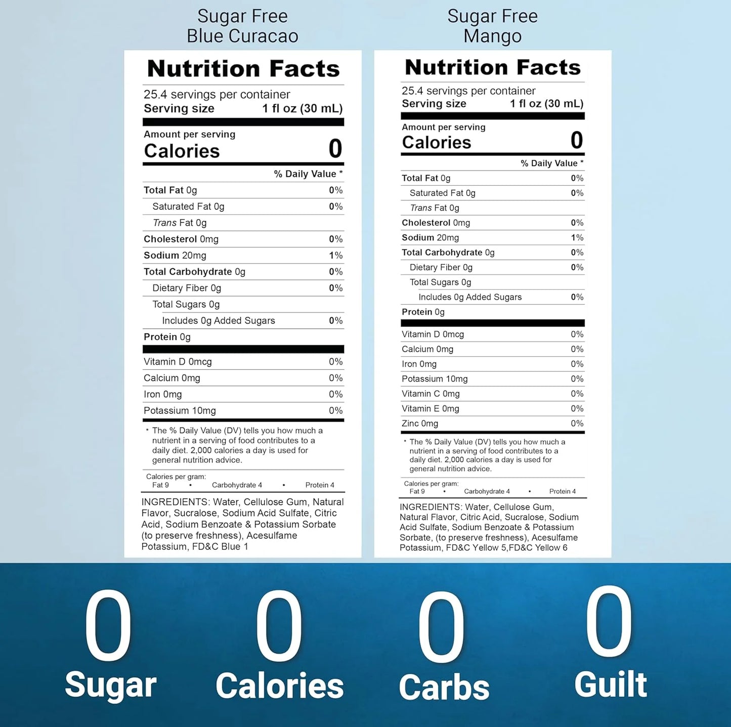 Syruvia  blue curacao mango syrup  nutrition facts 