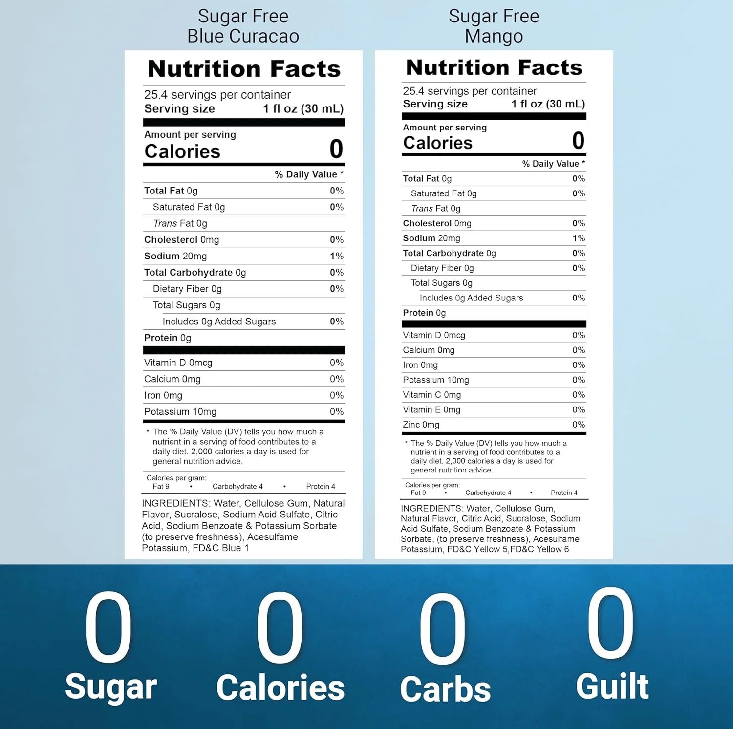 Syruvia  blue curacao mango syrup  nutrition facts 