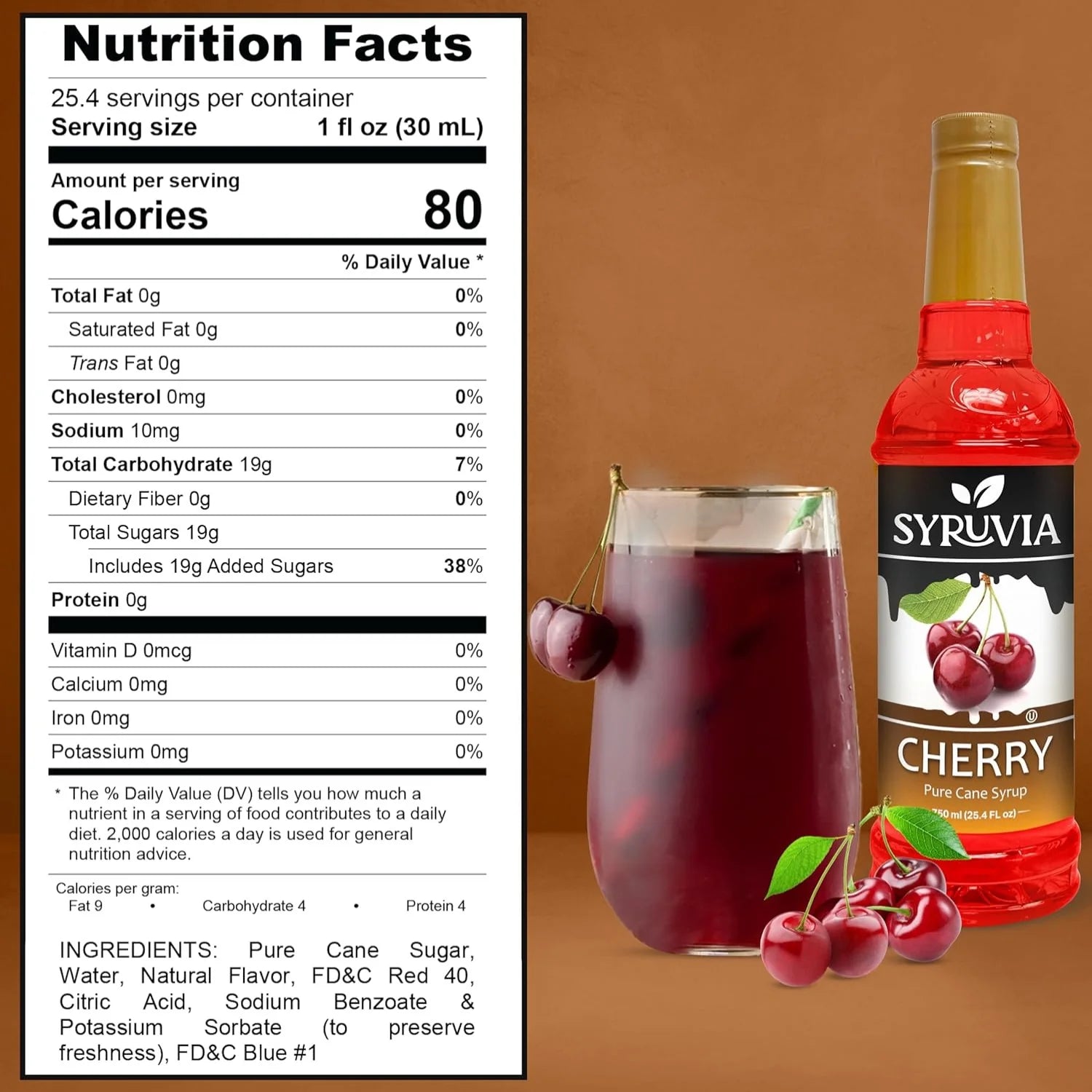 Syruvia cherry coffee syrup nutrition facts 