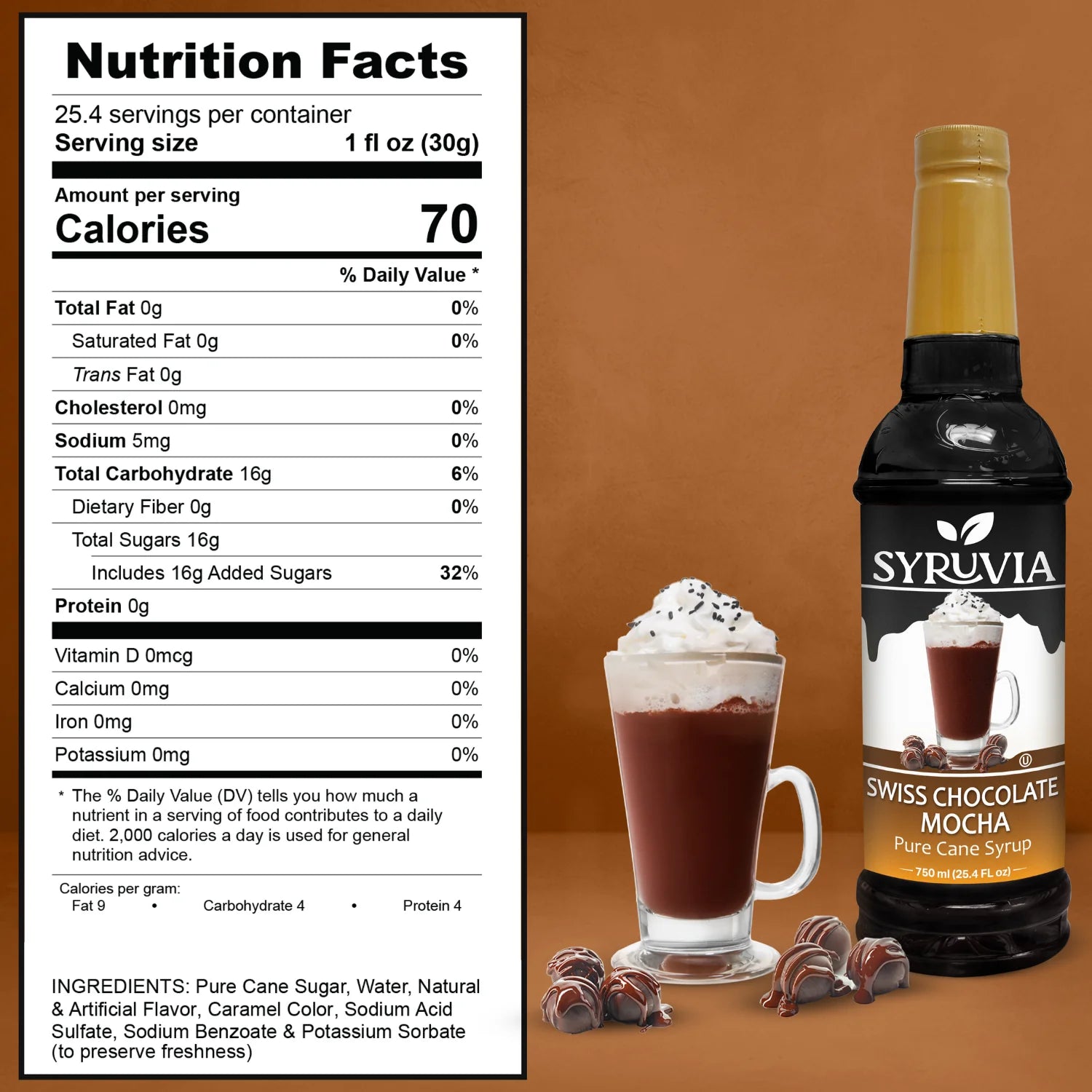 Syruvia coffee syrup mocha nutrition facts 