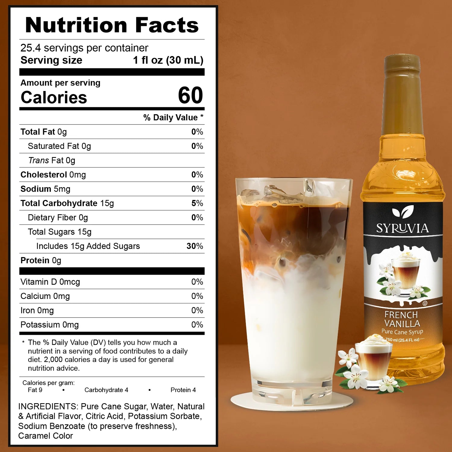 Syruvia french vanilla syrup nutrition facts