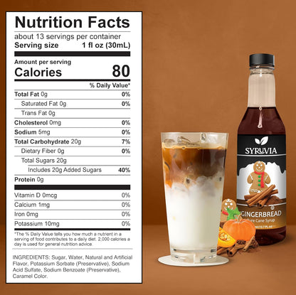 Syruvia gingerbread syrup nutrition facts 