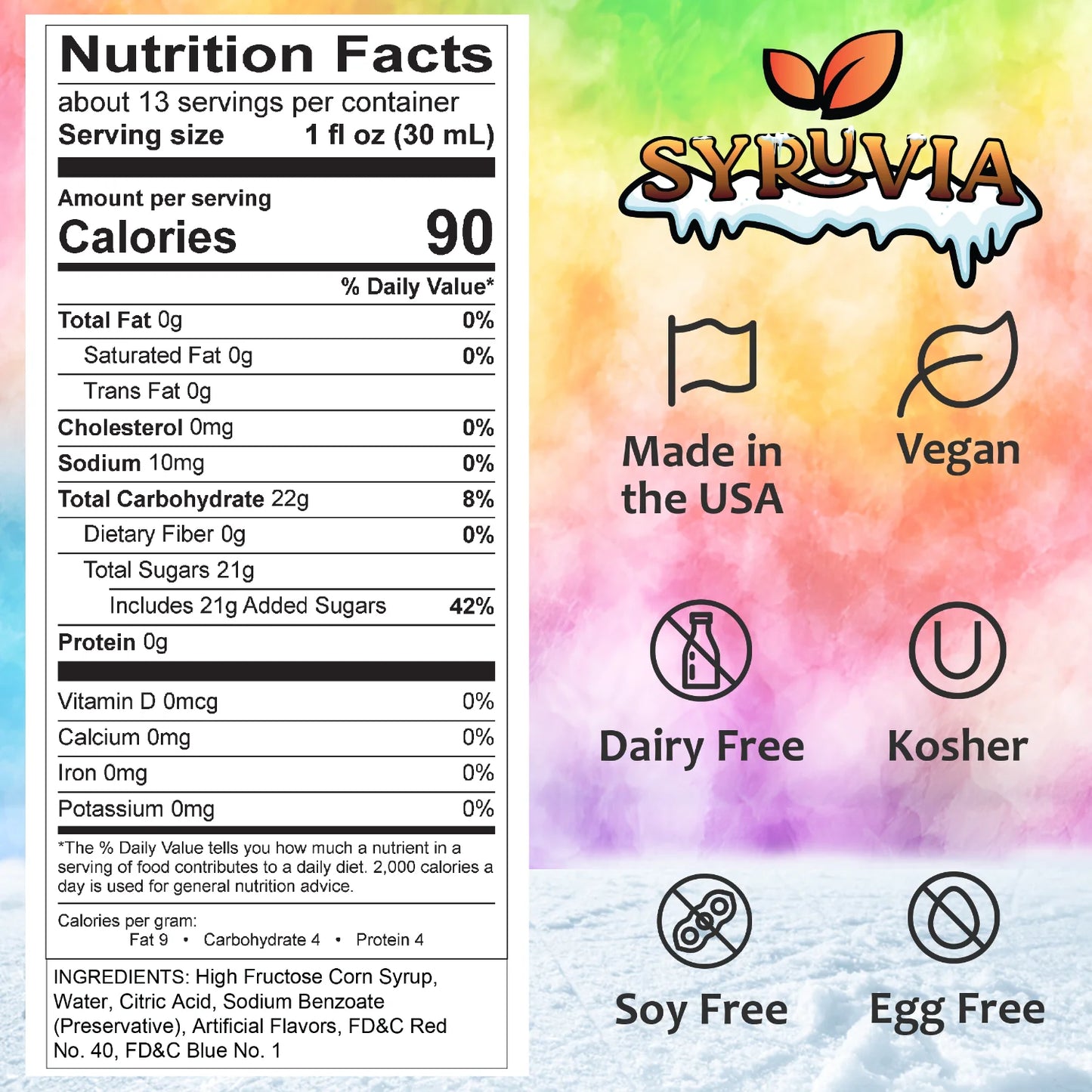 Syruvia grape shaved ice syrup nutrition facts 
