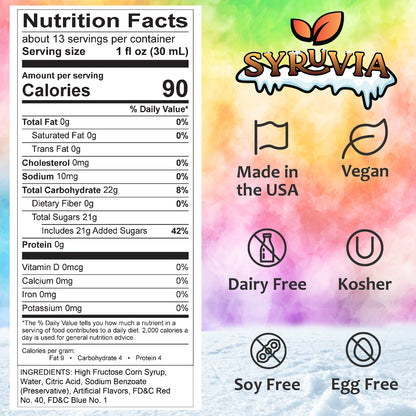 Syruvia grape shaved ice syrup nutrition facts 
