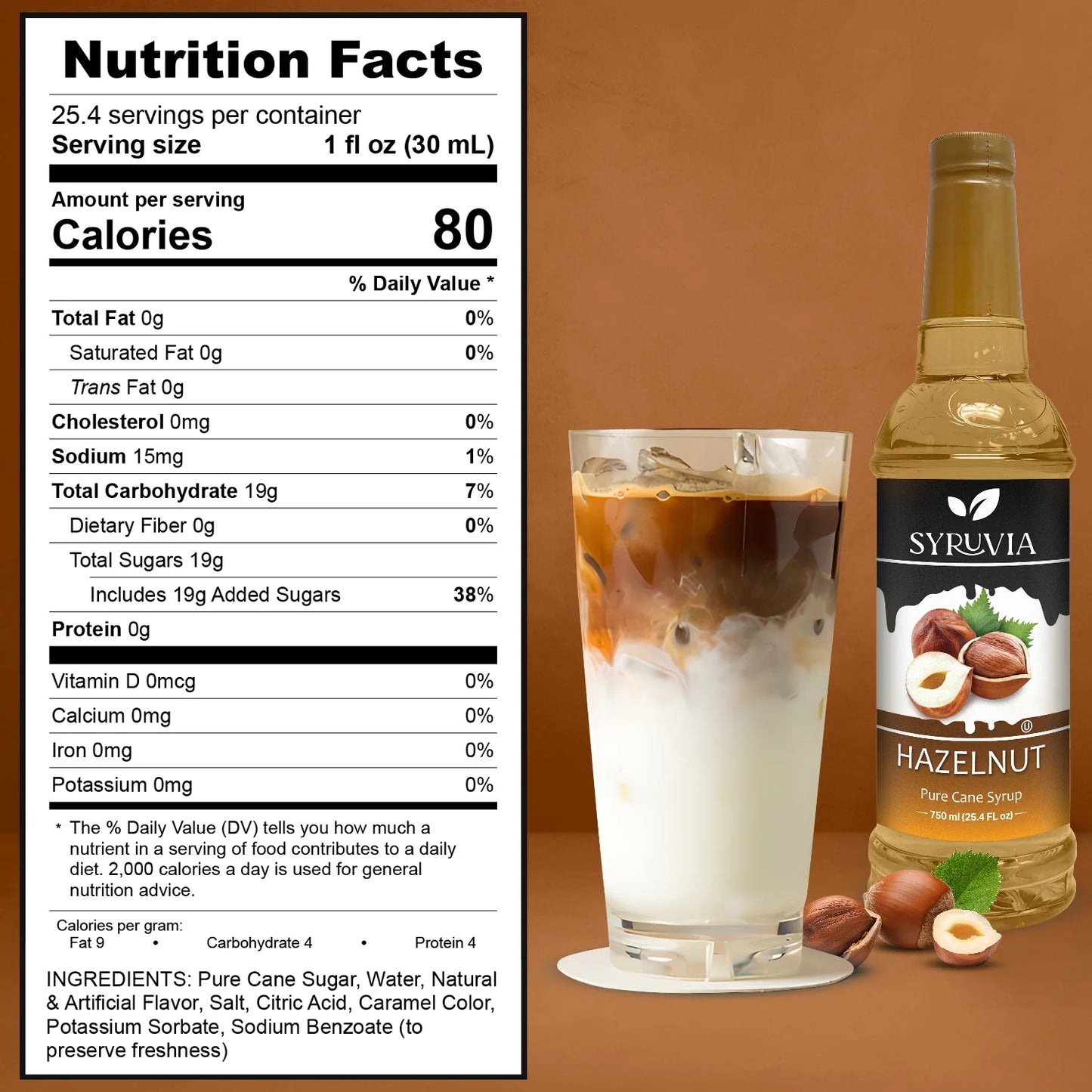 Syruvia  hazelnut syrup nutrition facts 