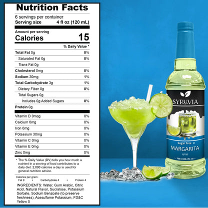 Syruvia margarita mixer nutrition facts 