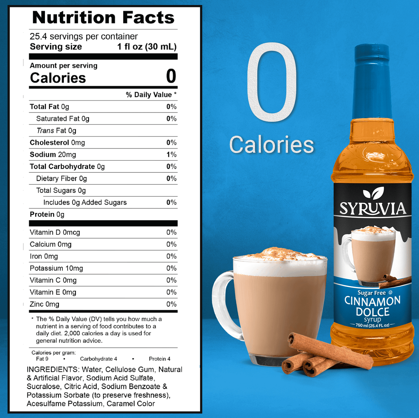 Syruvia nutrition facts sugar free cinnamon dolce syrup 