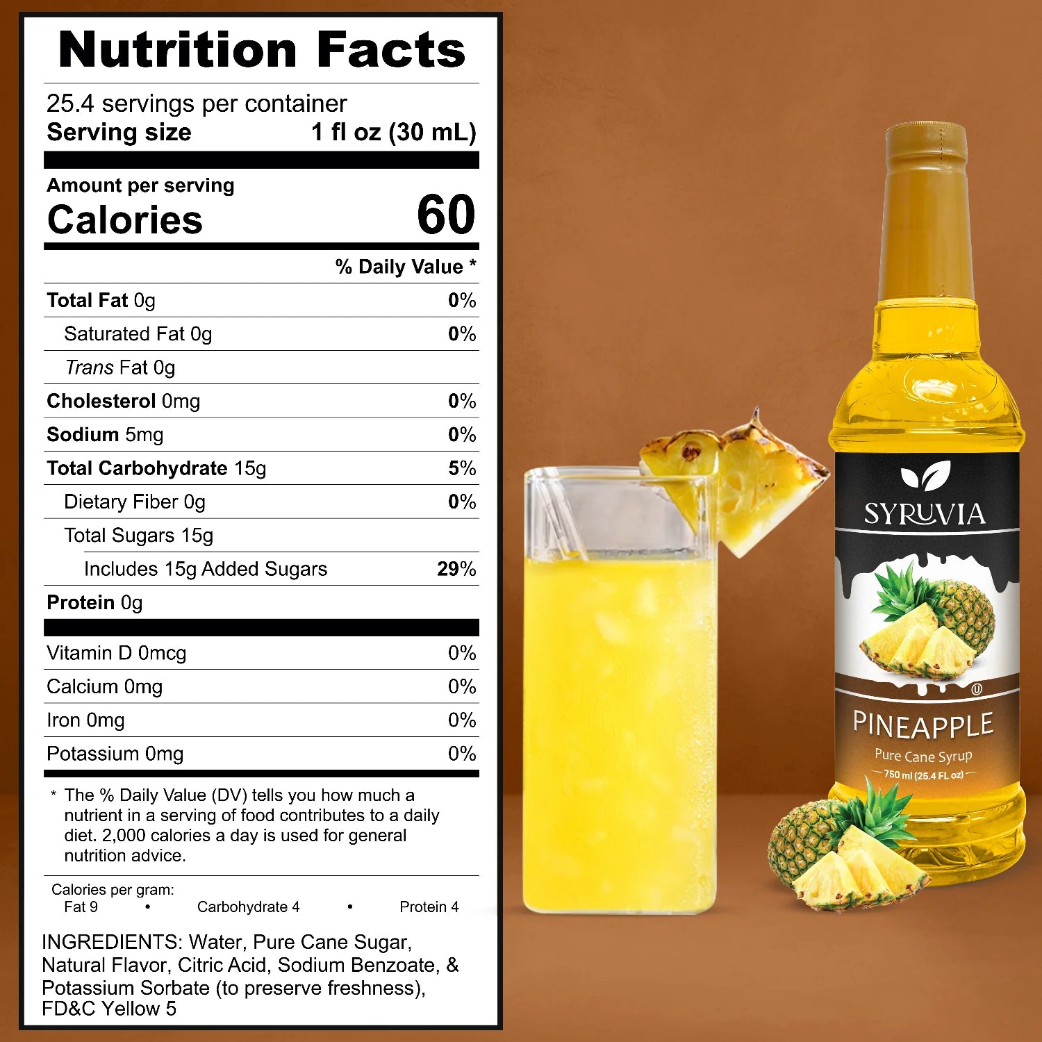 Syruvia pineapple syrup nutrition facts 