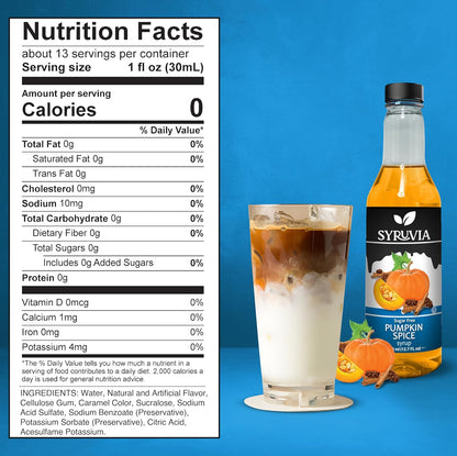 Syruvia sugar free pumpkin syrup for coffee nutrition facts 