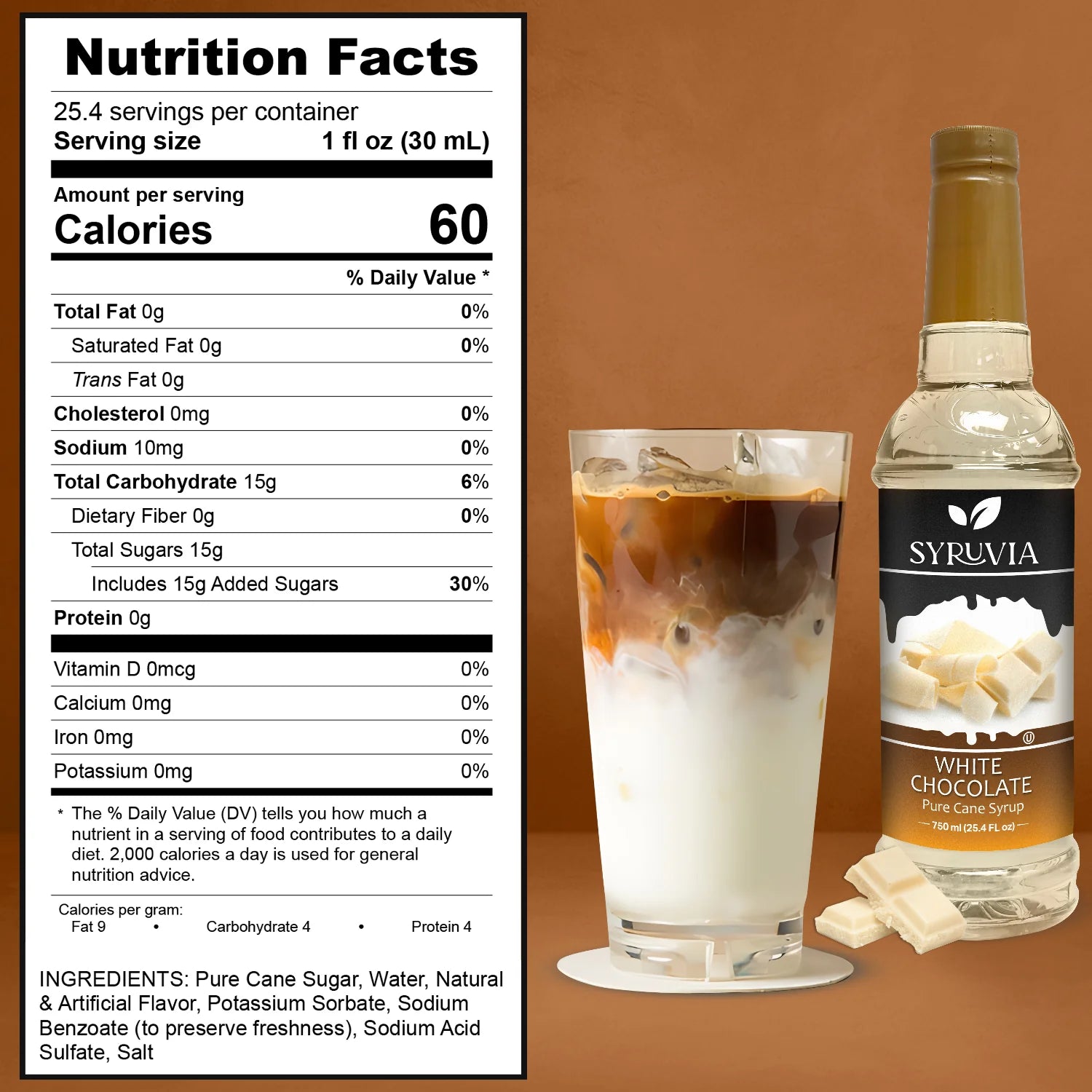 Syruvia white chocolate syrup nutrition facts 