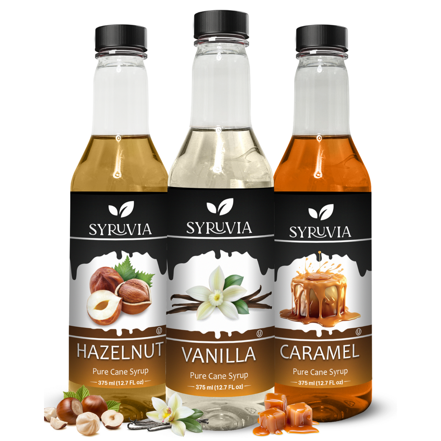 Variety Pack, Vanilla, Hazelnut, And Caramel, 375ml (12.5 fl oz) Syrup