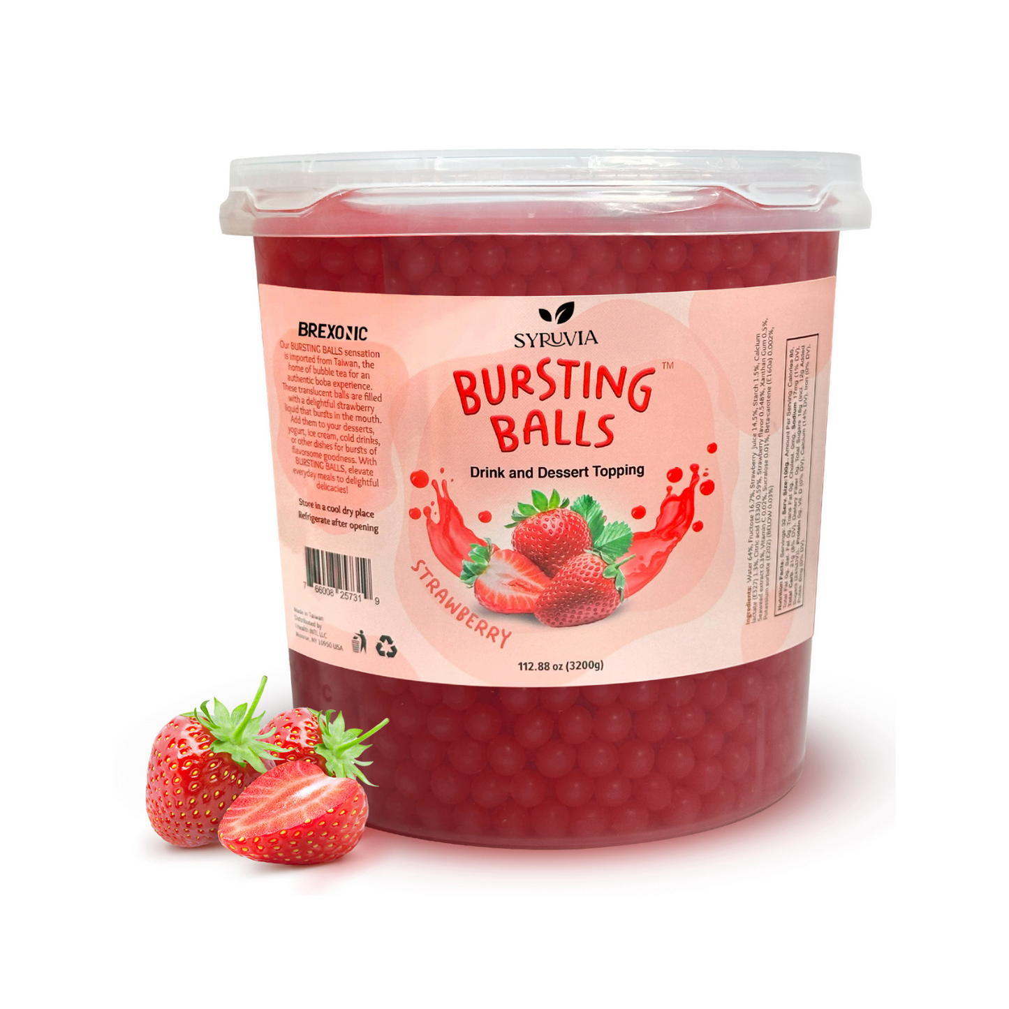 7 LB Strawberry Flavored Boba Balls for a Bursting and Popping Boba Experience