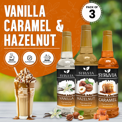 Variety Pack, Vanilla, Caramel, and Hazelnut Syrup