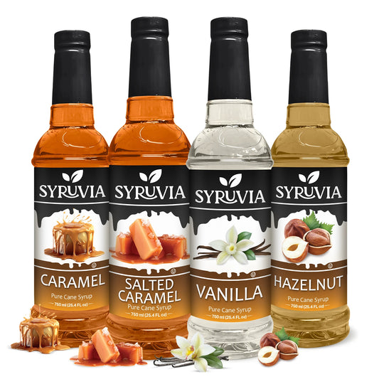Variety Pack, Vanilla, Caramel, Hazelnut, and Salted Caramel Syrup