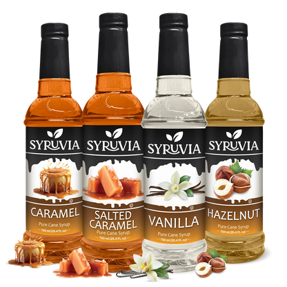 Variety Pack, Vanilla, Caramel, Hazelnut, and Salted Caramel Syrup