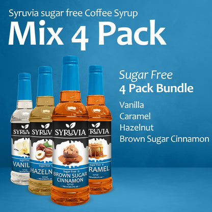 Vanilla, Caramel, Hazelnut, and Brown Sugar Cinnamon syrups  Mix