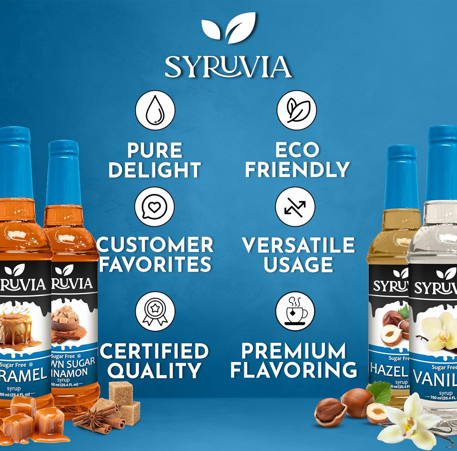 Vanilla, Caramel, Hazelnut, and Brown Sugar Cinnamon syrups Premium Flavoring